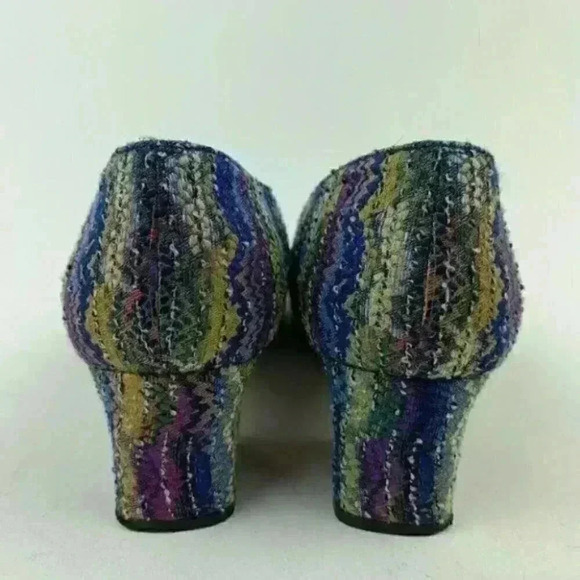 Vtg Jones New York Heels 7 Multicolored chevron - Picture 3 of 8